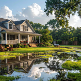 foundation damage from yard flooding NC, foundation cracks after rain Jacksonville NC, crawlspace water pooling coastal NC, hydrostatic pressure foundation walls, erosion under foundation Onslow County, slab foundation cracking water damage, clay soil foundation movement NC, Wilmington foundation water problems, crawlspace mold from poor drainage, coastal NC structural damage water, water pooling near foundation fix, French drain foundation protection, yard grading foundation issues