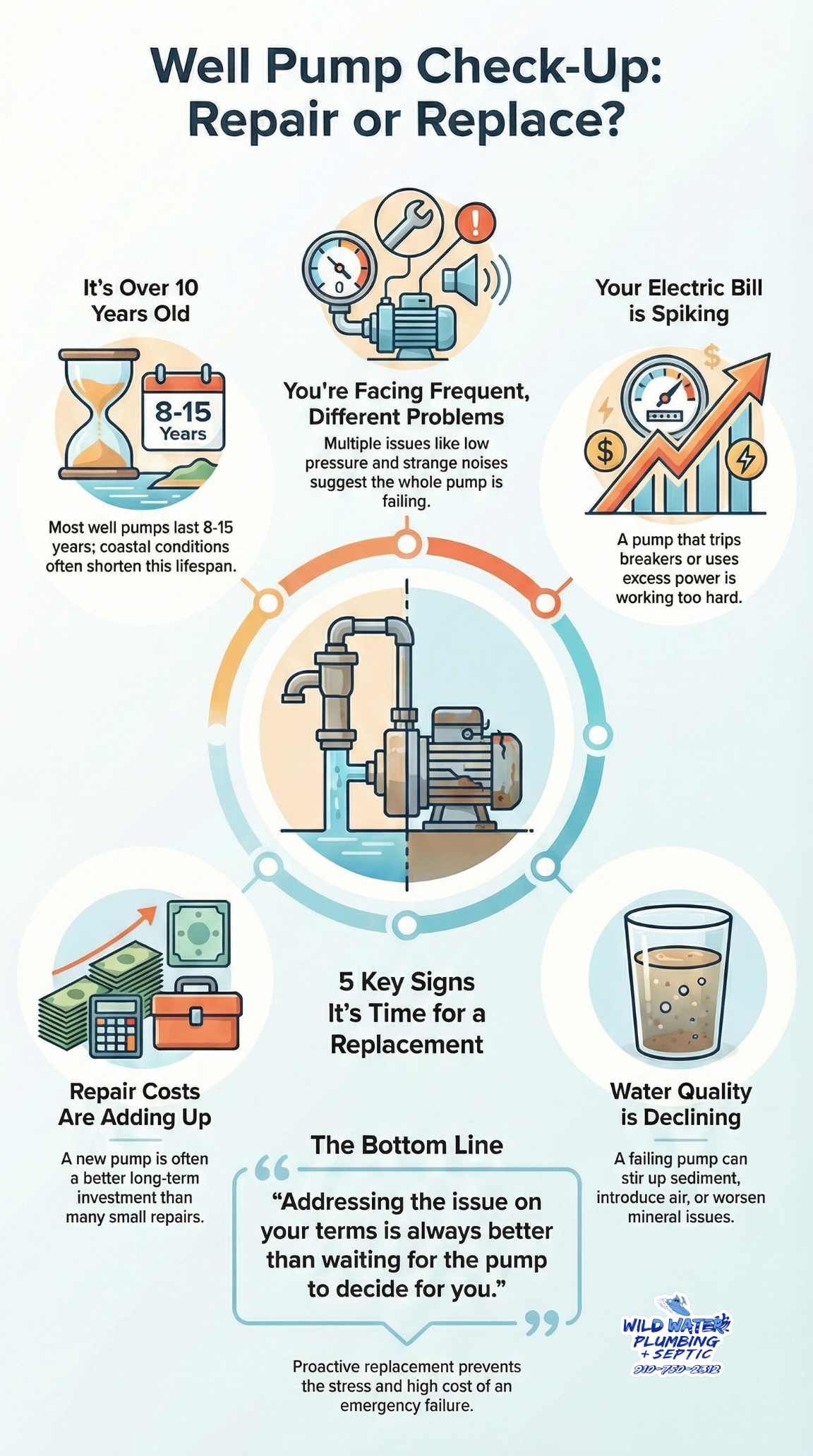 well pump repair or replacement Onslow County NC, replace well pump Onslow County NC, well pump lifespan NC, signs well pump needs replacement NC, cost to replace well pump NC, aging well pump problems NC, repeated well pump failures NC, inefficient well pump NC, residential well pump replacement NC, Wild Water Plumbing + Septic well pump replacement Onslow County NC