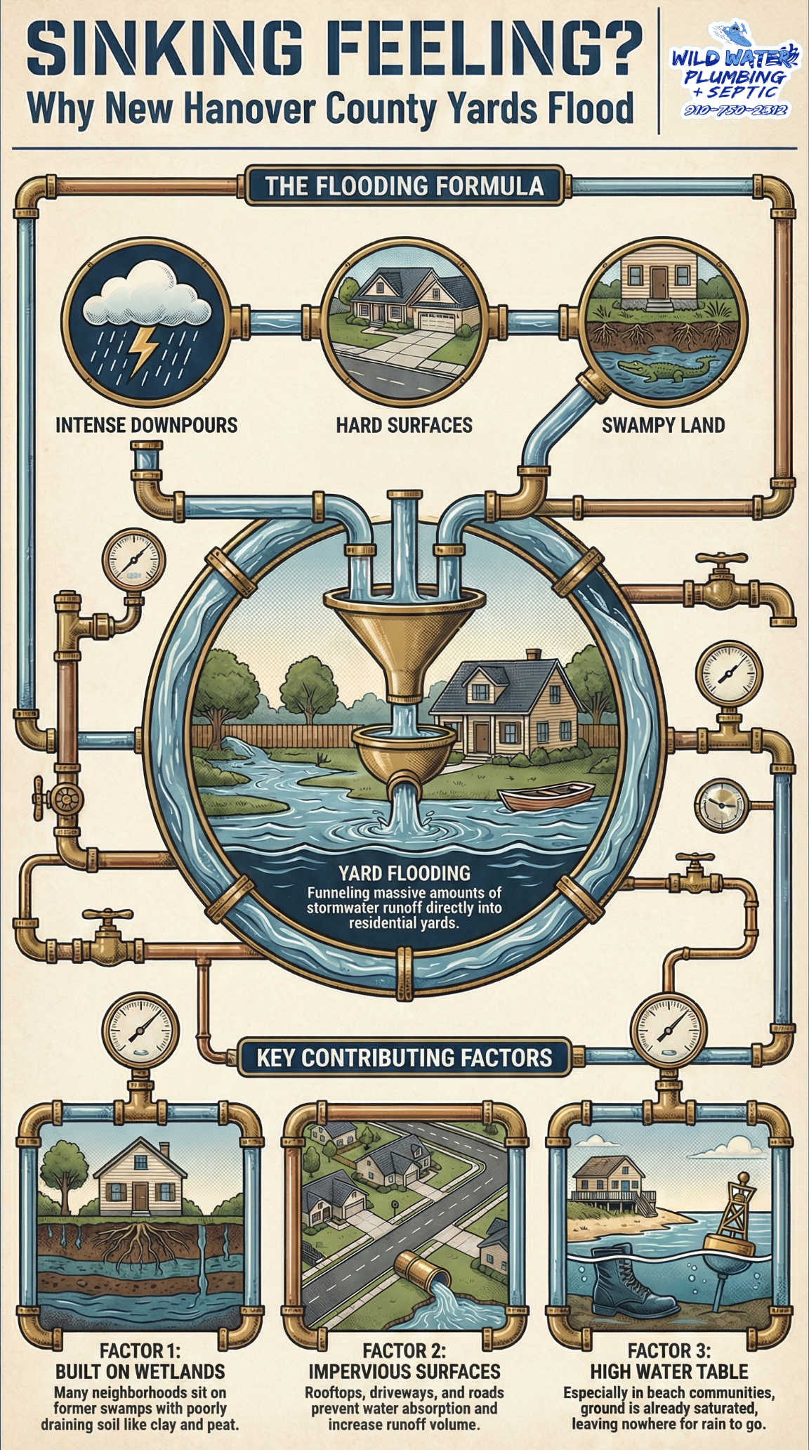 New Hanover County yard flooding, Wilmington drainage problems, built on wetlands Wilmington NC, standing water in Wilmington yards, Carolina Beach high water table flooding, Wrightsville Beach stormwater issues, Castle Hayne yard drainage, Ogden subdivision flooding, Porters Neck runoff problems, Myrtle Grove waterlogged lawns, impervious surfaces flooding NC, stormwater runoff Wilmington neighborhoods, septic systems New Hanover County flooding, coastal NC urban flooding