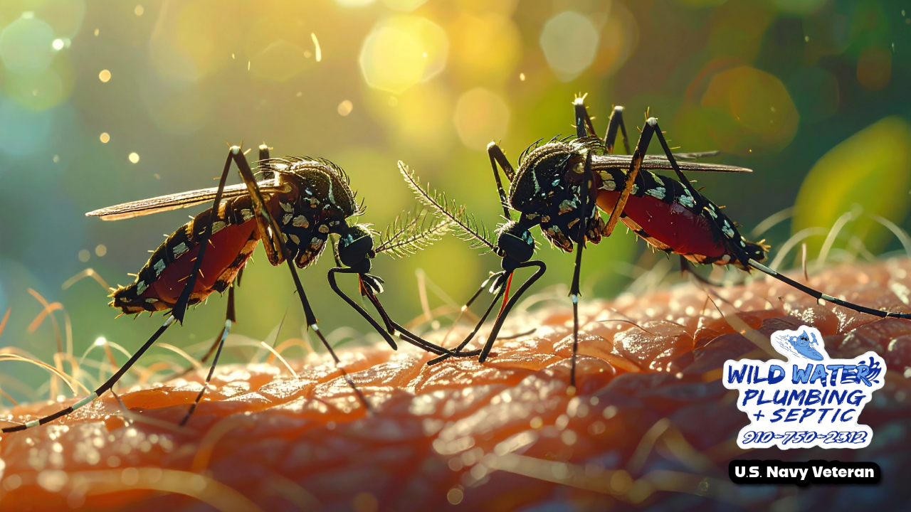 mosquito breeding standing water yard NC, pests from poor yard drainage, termites attracted to wet soil NC, rodents in wet crawlspace, snakes attracted to flooded yards, wildlife problems swampy yard NC, bugs after heavy rain yard, mosquito infestations coastal NC, damp yard pest control issues, fire ants flooding yard NC, roaches waterlogged soil, French drain reduce mosquitoes yard